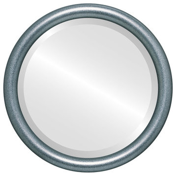 Pasadena Framed Round Mirror, Black Silver, 15"x15"
