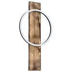 EGLO - Boyal 1-Light Integrated LED Wall Sconce, Brushed Pine Wood, Black Shade - The Boyal LED wall light by Eglo has a rustic yet refined appearance. This wall light features a brushed pine wood finish. Its integrated LED light source emanates from the single black circular ring creating a look that's both rustic and modern