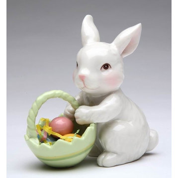 Bunny Holding An Egg Basket Figurine