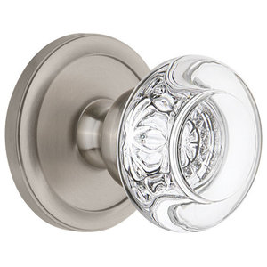 Grandeur 828188 Carre Plate Double Dummy with Baguette Crystal Knob in Polished Nickel