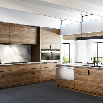 Fisher & Paykel Timber Open-Plan Kitchen with Panoramic View