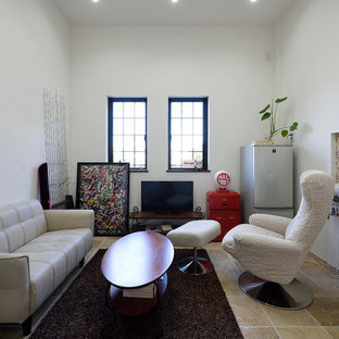 他の地域の北欧スタイルのおしゃれなホームバー (ベージュの床) の写真