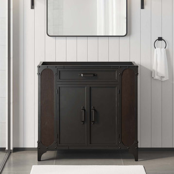 Steamforge 36" Bathroom Vanity Cabinet, Sink Basin Not Included, Black Walnut