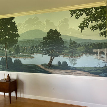 Colonial Themed Murals throughout a music room/library