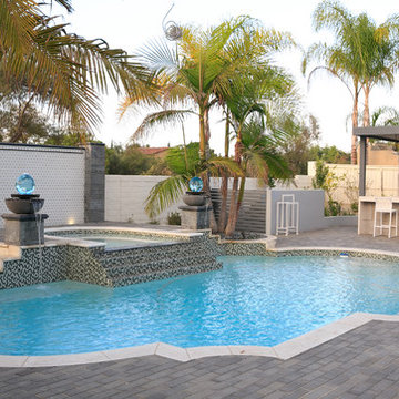 Santaluz - Posh Salt and Peppered Patio with Pool