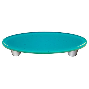 Turquoise Blue Pull Oval, Black Post