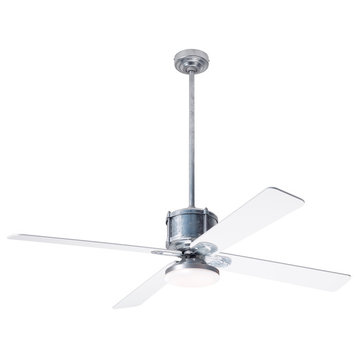 Industry DC Fan, Galvanized Finish, 50" White Blades, 20W LED Open