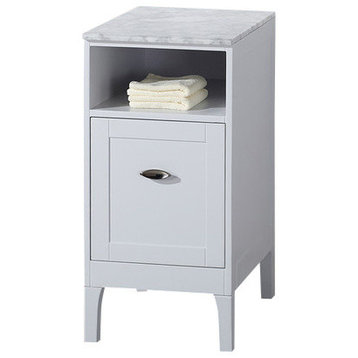 16" Cabinet, White With Marble Top, White