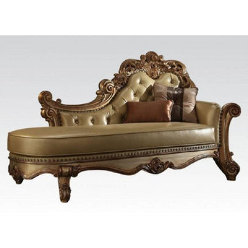 Acme Vendome Chaise in Gold Patina