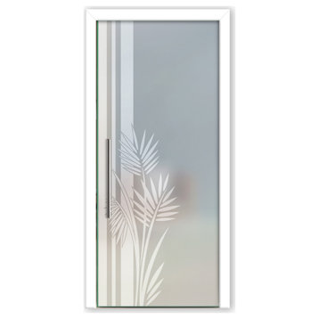 Pocket Glass Sliding Door with Frosted Desing, 32"x81", Recessed Grip, Full-Private