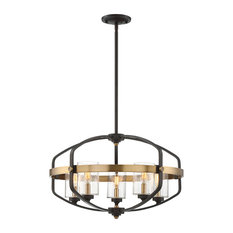 Kirkland 5 Light Pendant, English Bronze and Warm Brass