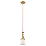 Innovations Lighting - Small Canton 1-Light Mini Pendant, Brushed Brass, Matte White - One of our largest and original collections, the Franklin Restoration is made up of a vast selection of heavy metal finishes and a large array of metal and glass shades that bring a touch of industrial into your home.