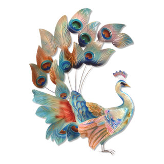 Peacock Tail Raised - Tropical - Decorative Objects And Figurines