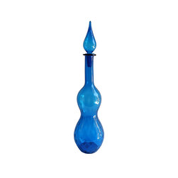 QUILTED OPTIC PATTERN ITALIAN GOURD DECANTER IN BLUE - Vases