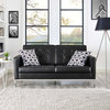 Modern Contemporary Urban Living Lounge Room Loveseat Sofa, Black, Leather