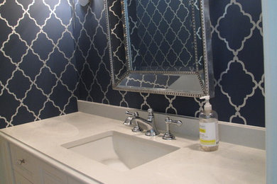 Transitional powder room photo in Minneapolis