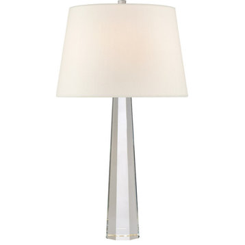 Spire Table Lamp, 1-Light, Octagonal, Crystal, Linen Shade, 25"H
