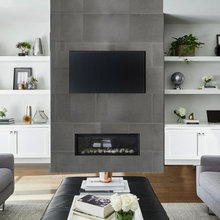 New fireplace and cabinets