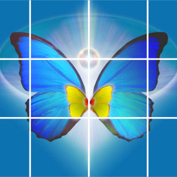 Light Crucifix Butterfly -17" x 12.75" - Tile Mural - Tile Murals