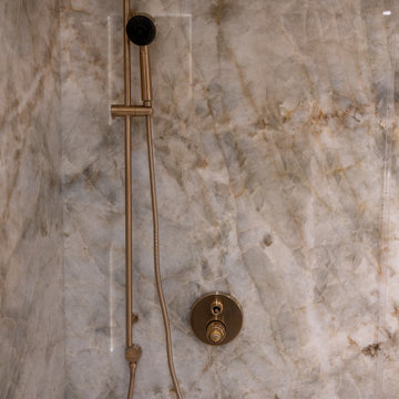 Seamless Barcelona Quartzite Shower Wall — Single Slab Panel