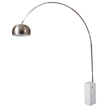 LeisureMod Arco Lamp With Marble Cube Base White