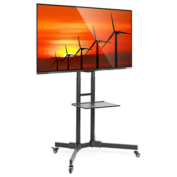 TV Stand Mobile Cart Mount Wheels for Plasma, LED, Flat Screen - fits 32" - 65"