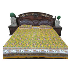 Mogul Interior - Ethnic Indian Bedding Cotton Bedspread Pear Green Bedroom Decor - Quilts And Quilt Sets