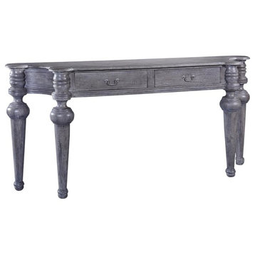 Console Toledo Weathered Gray Solid Wood Brass Hardware Transitional