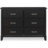 Contemporary Double Dresser, Pine Wood Frame and 6 Spacious Drawers, Black