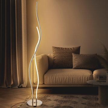 Cairo 63.75" LED Integrated Floor Lamp, Chrome