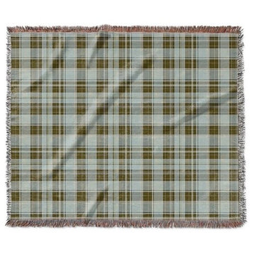 "Tartan Plaid in Green and Brown" Woven Blanket 60"x50"