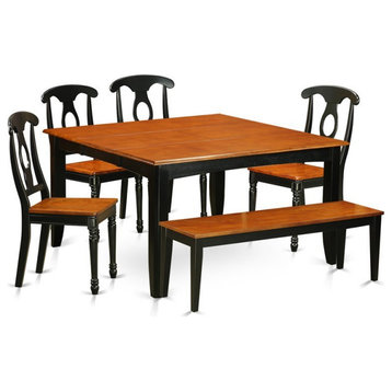 East West Furniture Parfait 6-piece Wood Kitchen Set in Black/Cherry