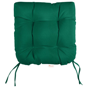 Sorra Home Forest Green Tufted Chair Cushion Round U-Shaped Back 16 x 16 x 3