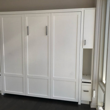 Custom Built Vertical Queen Murphy Bed with Side Storage Cabinets