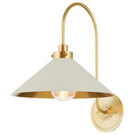 Hudson Valley Lighting - Clivedon 1 Light Sconce, White - This classic metal shade design feels special with fresh finish combinations and  sleek, heritage-inspired details. The contrastiing Aged Brass accents and modern gooseneck arm allow the pendants and sconce an updated, yet classic feel.  The tapered shade over a five-light candelabra give the chandelier new traditional appeal. Each fixture features an Aged Brass or Polished Nickel shade that is metal on the inside and painted Off-White, Distressed Brass or Bird Blue on the outside. Part of our Mark D. Sikes collection.