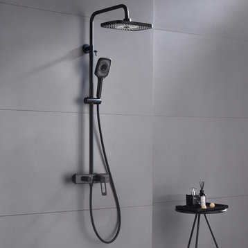 Dual Handle Shower System With Multi-Function Hand Shower, Matte Black