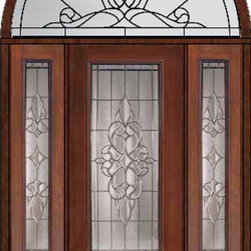 Prehung Sidelights-Transom Door 96 Fiberglass Courtlandt 3/4 Lite - Front Doors