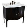 36" Single Sink Vanity, Wood, Black , White Marble