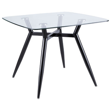 Clara Dinette Table, Black/Clear Glass