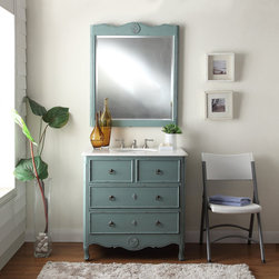 Adelina 34 inch Vintage Bathroom Vanity Vintage Mint Blue Finish - Bathroom Vanities And Sink Consoles