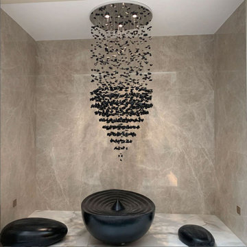 Elegant chandelier with natural stone crystal elements