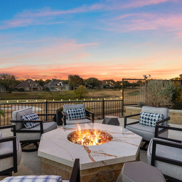 Custom Outdoor Living Pool Deck with Stamped Concrete & Turf
