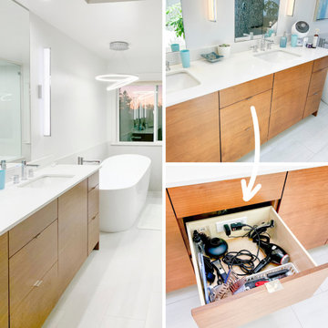 Contemporary Bathroom Vanity with In-Drawer Hair Tool Storage