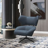 Kyle 100% Top Grain Leather Swivel Chair, French Blue