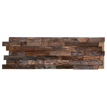 3D Solid Hardwood Interlocking Wall Plank, Natural Mahogany