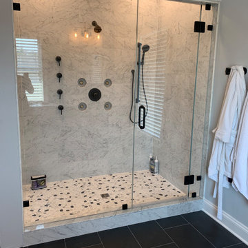 Frameless Shower Enclosures-Matte Black Steam Shower -no transom