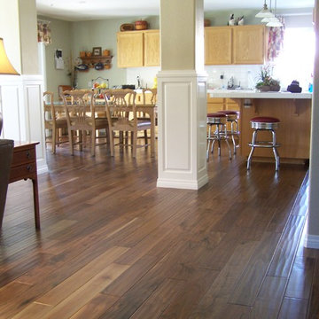 Open Concept Kitchen Featuring Garrison II Distressed - Walnut Natural