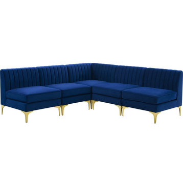 Swan Channel 5 Piece Sectional Sofa - Navy