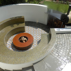 Moroccan inspired Garden with Jamie Oliver Pizza Oven area - Fire Pits
