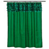 Emerald Green Grommet Fabric Leaves Shower Curtain